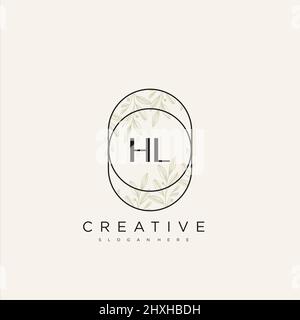 HL Initial Letter Flower Logo Template Vector premium vector Stock Vector