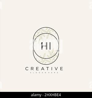 HI Initial Letter Flower Logo Template Vector premium vector Stock Vector