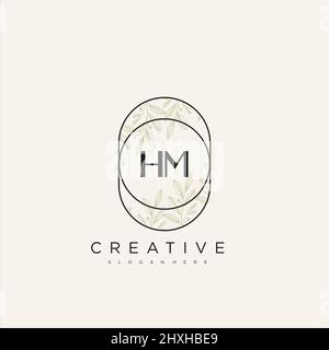 HM Initial Letter Flower Logo Template Vector premium vector Stock Vector