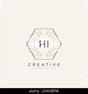 HI Initial Letter Flower Logo Template Vector premium vector Stock Vector