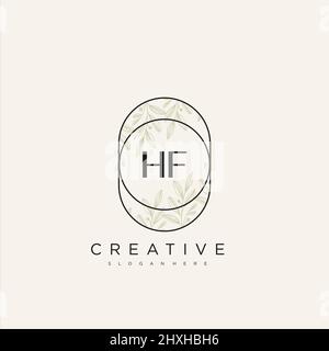 HF Initial Letter Flower Logo Template Vector premium vector Stock Vector