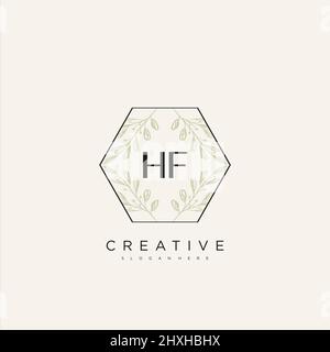 HF Initial Letter Flower Logo Template Vector premium vector Stock Vector