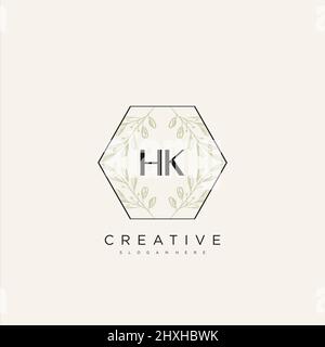 HK Initial Letter Flower Logo Template Vector premium vector Stock Vector