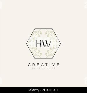 HW Initial Letter Flower Logo Template Vector premium vector Stock Vector