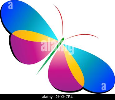 colorful butterflies on white background for design. Easy editable layered vector illustration. Stock Vector