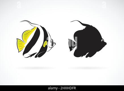 Vector of schooling bannerfish (Heniochus diphreutes) on white background. Animal. Undersea animals. Easy editable layered vector illustration. Stock Vector