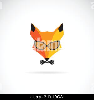 Vector of fox wearing sunglasses on white background. Animal fashion. Easy editable layered vector illustration. Stock Vector