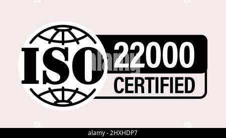 ISO standards quality control. ISO 22000 certified vector icon Stock Vector