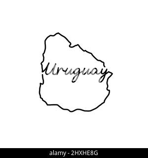Uruguay Map. Uruguayan Country Map. Black and White National Nation