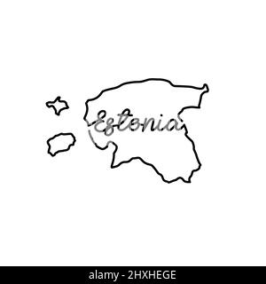 Estonia outline map with the handwritten country name. Continuous line drawing of patriotic home sign. A love for a small homeland. T-shirt print idea Stock Vector