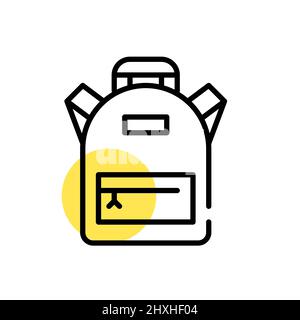 School backpack icon. Pixel perfect, editable stroke fun color Stock Vector
