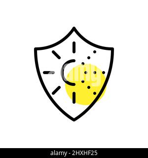 Sun protection icon. Sunscreen SPF lotions to prevent ageing and skin cancer. Pixel perfect, editable stroke Stock Vector