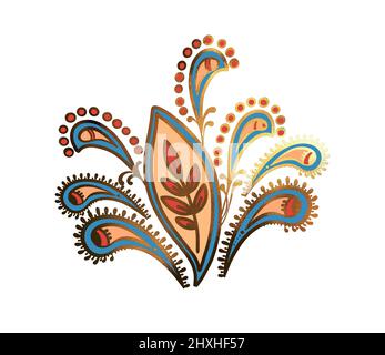 Illustration of a raster element of paisley of different shapes with patterns on a white isolated background. High quality illustration Stock Photo