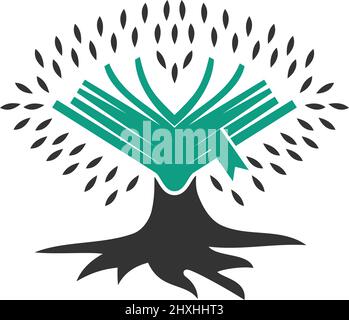 tree and book logo Icon Illustration Brand Identity Stock Vector