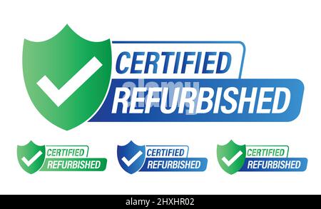 certified refurbished vector icon. refurbishment abstract. blue and green in color Stock Vector