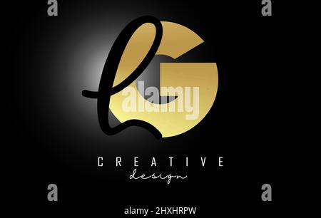 Golden Letters GL logo with a minimalist design. Letters G and L with geometric and handwritten typography. Creative Vector Illustration with letters. Stock Vector