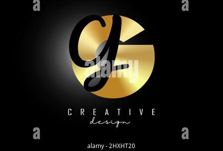 Golden Letters GG logo with a minimalist design. Letters G and G with geometric and handwritten typography. Creative Vector Illustration with letters. Stock Vector
