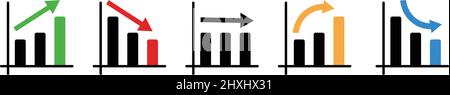 Set of bar chart icons in various styles. Editable vector. Stock Vector