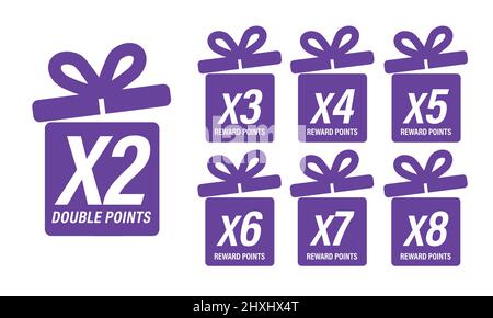 loyalty program abstract, reward points abstract icon set Stock Vector