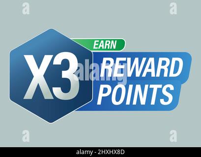 loyalty program abstract, earn x3 reward points vector icon Stock Vector