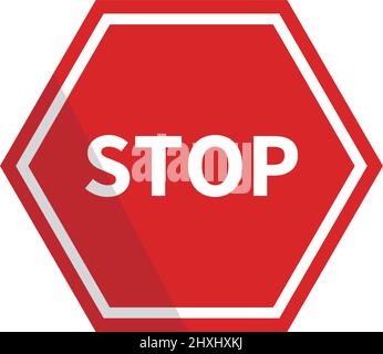 Hexagonal stop sign. Traffic sign. Vector. Editable vector. Stock Vector