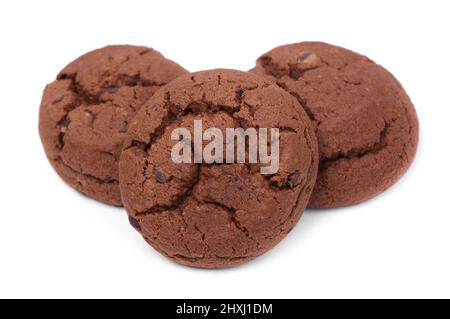 Chocolate oatmeal cookies isolated over white background Stock Photo