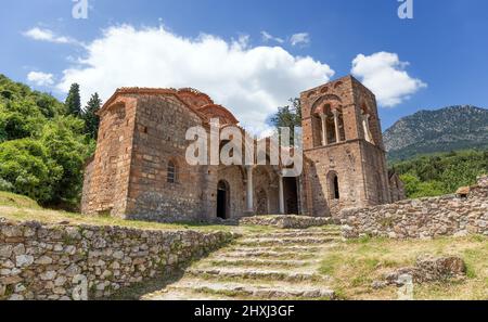 The Byzantine church of Agia Sofia in Mystras, Peloponnese, Greece. Stock Photo