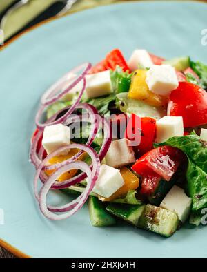 Closeup on fresh vegetable salad with cheese Stock Photo