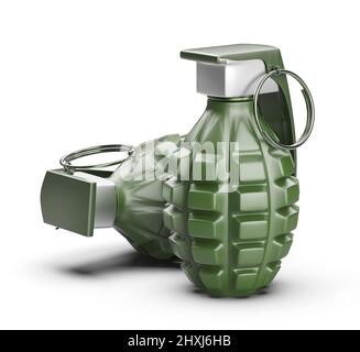 Fragmentation hand grenades on white background Stock Photo