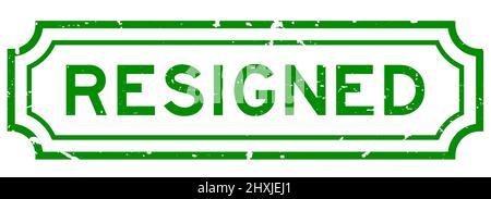 Grunge green resigned word rubber seal stamp on white background Stock Vector