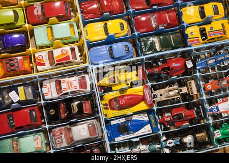 Vintage collectable British Matchbox motorcars, Dinky style toys for sale: Stock Photo