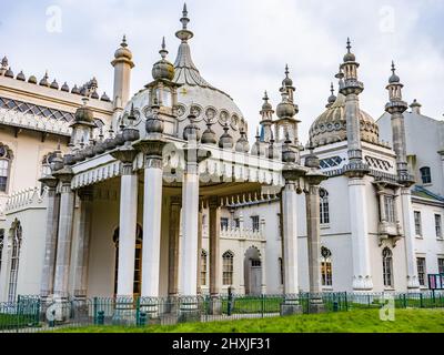 The Royal Pavilion,  also known as the Brighton Pavilion a Grade I listed former royal residence located in Brighton, England. Stock Photo