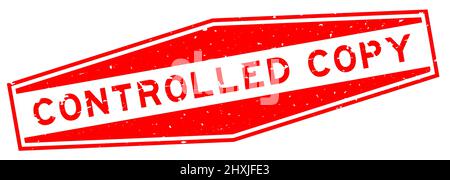 Grunge red controlled copy word hexagon rubber seal stamp on white background Stock Vector