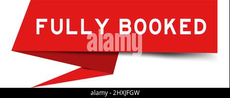 Red color speech banner with word fully booked on white background Stock Vector