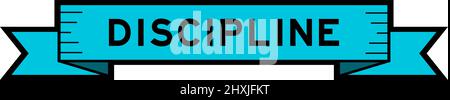 Ribbon label banner with word discipline in blue color on white background Stock Vector
