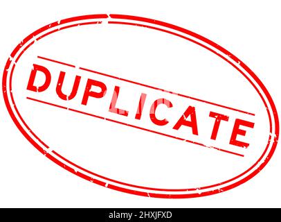 Grunge red duplicate word oval rubber seal stamp on white background Stock Vector
