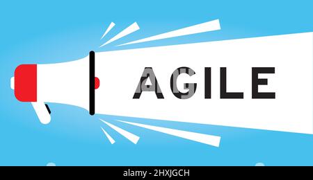 Color megphone icon with word agile in white banner on blue background Stock Vector