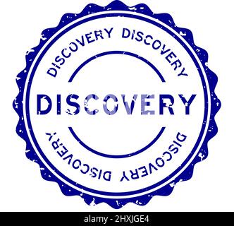 Grunge blue discovery word round rubber seal stamp on white background Stock Vector