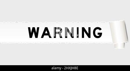 Ripped gray paper background that have word warning under torn part Stock Vector