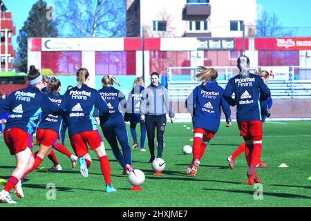 Eskilstuna, Sweden. 13th Mar, 2022. Djurgardens IF during warmup ahead of the Swedish Cup game between Eskilstuna and Djurgarden at Tunavallen in Eskilstuna, Sweden, on March 13th 2022 Peter Sonander/SPP Credit: SPP Sport Press Photo. /Alamy Live News Stock Photo