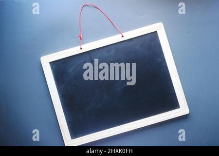 empty Black School Chalk Board on black background , Stock Photo