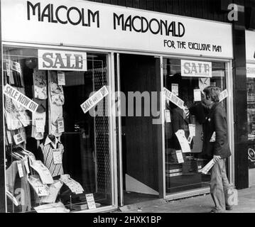 Clothes Shop owned by Malcolm MacDonald, Newcastle United Striker, located in Newgate Street Shopping Centre, Newcastle upon Tyne, Tyne and Wear, exterior of shop pictured 25th May 1976. Stock Photo