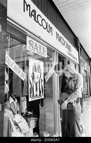 Clothes Shop owned by Malcolm MacDonald, Newcastle United Striker, located in Newgate Street Shopping Centre, Newcastle upon Tyne, Tyne and Wear, exterior of shop pictured 10th July 1976. Stock Photo