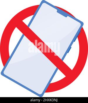 Free zone from smartphones, ban gadgets and telephone. Vector digital detox and detoxification, disconnecting and forbidden, caution restriction cellp Stock Vector