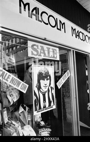 Clothes Shop owned by Malcolm MacDonald, Newcastle United Striker, located in Newgate Street Shopping Centre, Newcastle upon Tyne, Tyne and Wear, exterior of shop pictured 10th July 1976. Stock Photo