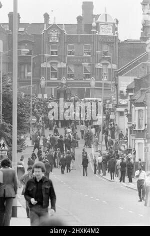 Battle of Lewisham, South London, Saturday 13th August 1977. National Front rally from New Cross to Lewisham is disrupted by counter demonstrations and leads to violent clashes with Police Officers and anti racism demonstrators. Stock Photo