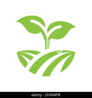 Field and crop, seedling sprout vector icon. Agriculture, growing plant filled symbol. Stock Vector