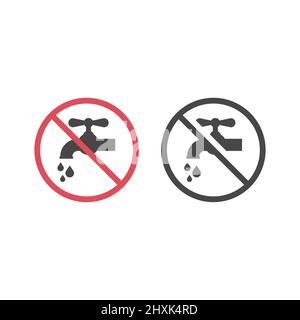 No tab water black vector icon. Do not drink, no drinking water sign. Stock Vector