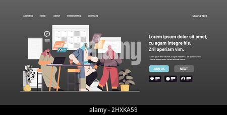 arab businesspeople team working together in office business people planning company strategy teamwork Stock Vector