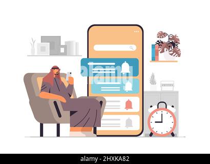man programming time reminder alarm on smartphone screen office day planner notification schedule application Stock Vector